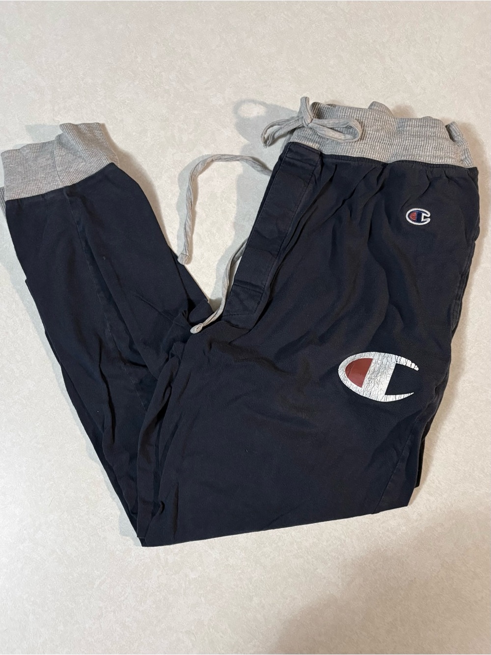 Champion Kids Navy Joggers with Grey Waistband & Cuffs